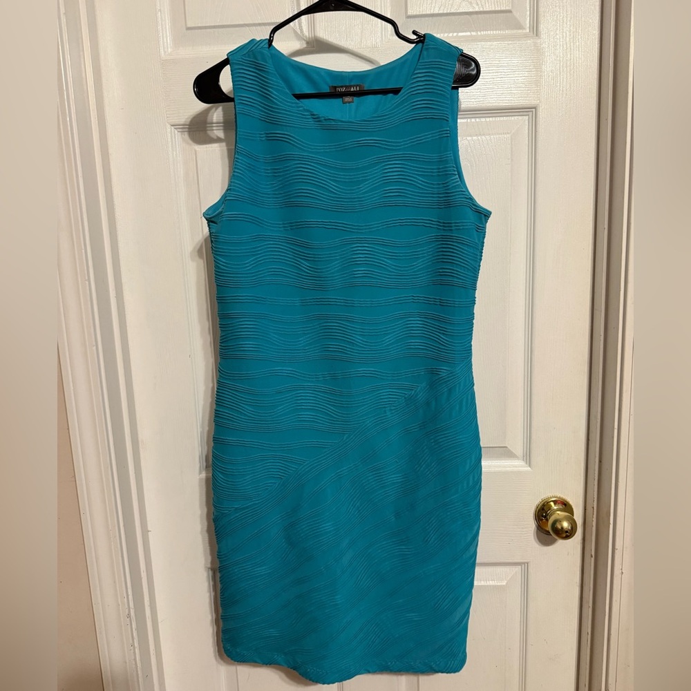 Roz & Ali Teal Textured Midi Dress size 12